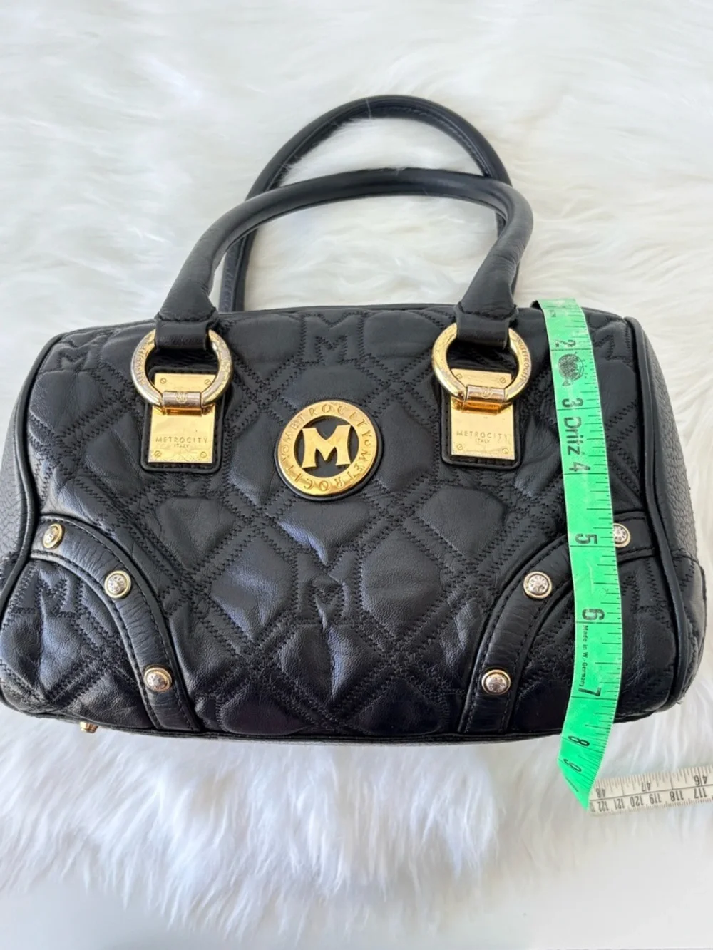 Metrocity Black Boston Bag with Gold‎ Accents